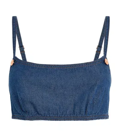 Staud X Wrangler Denim Bra Top In Blue