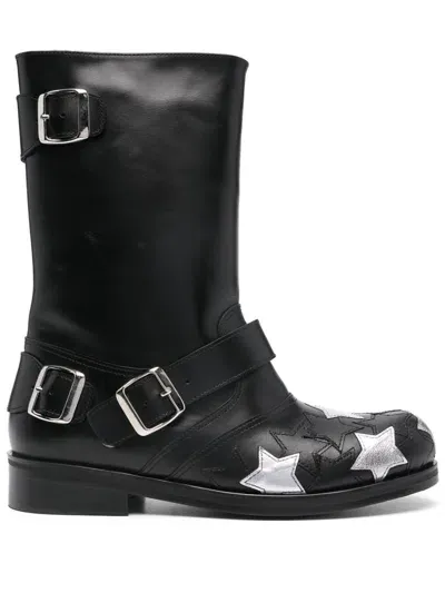 Stefan Cooke Star Biker Boots In Black