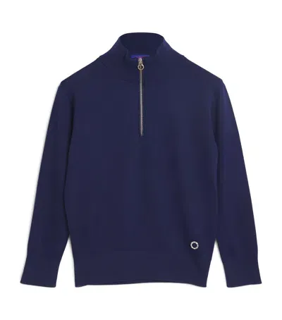 Stefano Ricci Kids' Alpha Cashmere Quarter-zip Sweater In Navy