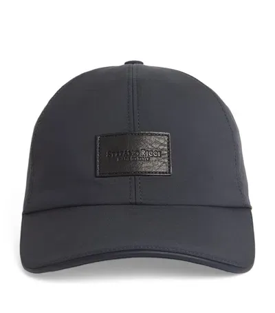 Stefano Ricci Kids' Leather Patch Baseball Cap In Grey