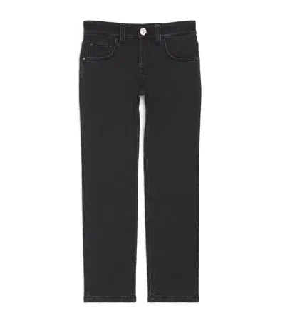 Stefano Ricci Kids' Logo-pocket Straight Jeans In Black