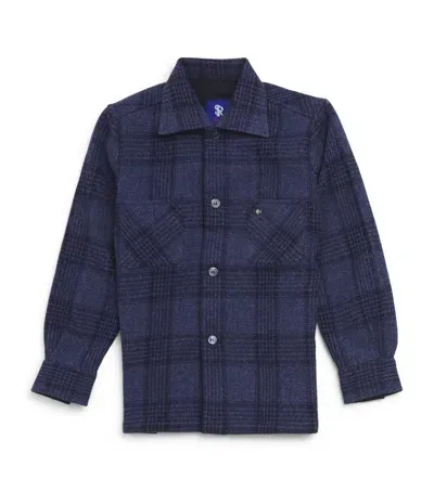 Stefano Ricci Kids' Wool-cashmere Check Shirt In Blue