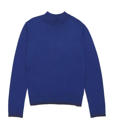 Stefano Ricci Kids' Wool High-neck Sweater In Blue