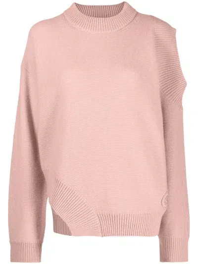 Stella Mccartney Asymmetric Cold-shoulder Cashmere Jumper In Pink