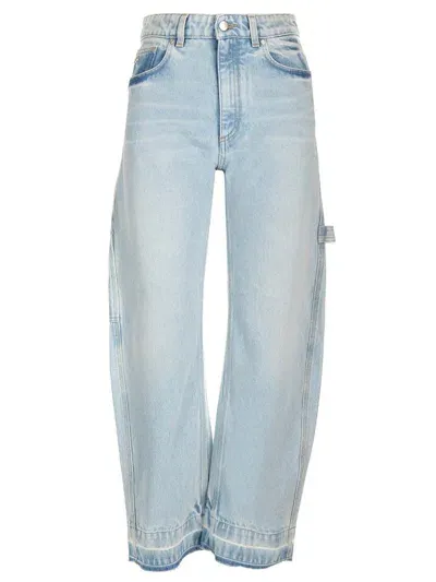 Stella Mccartney Logo Patch Straight Leg Jeans In Blue