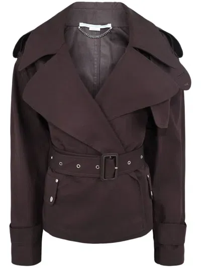 Stella Mccartney Belted Cropped Trench Jacket In Brown