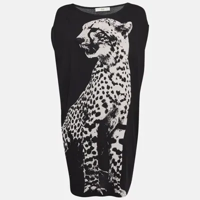 Pre-owned Stella Mccartney Black Leopard Print Jersey T-shirt M