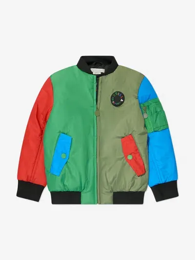 Stella Mccartney Kids' Recycled Nylon Bomber Jacket In Green