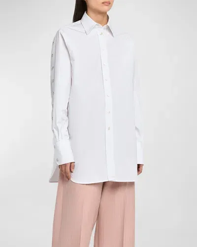 Stella Mccartney Plastron Cotton Shirtdress In 9000 Pure White