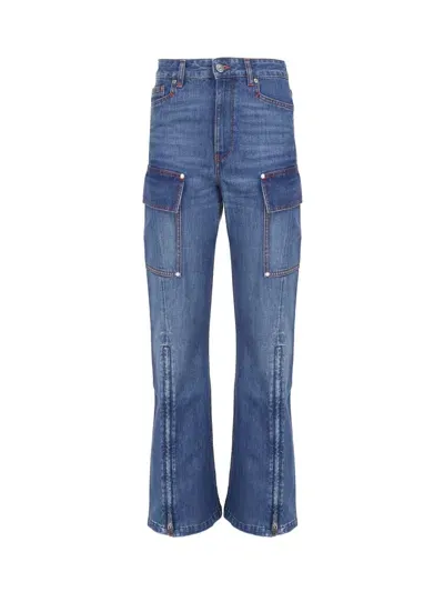 Stella Mccartney Cargo Retrò Jeans In Cotton Denim In 70s Blue