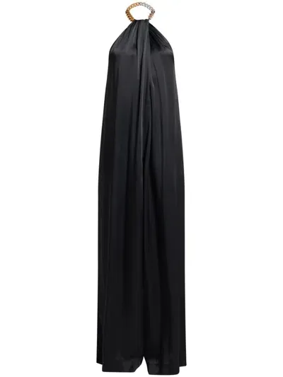 Stella Mccartney Chain Halterneck Satin Jumpsuit In Black