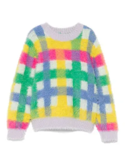 Stella Mccartney Kids' Check-pattern Sweater In Green