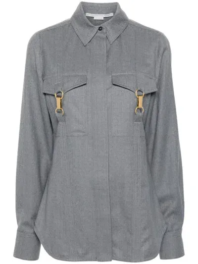 Stella Mccartney Clasp-embellished Wool Shirt In Grey