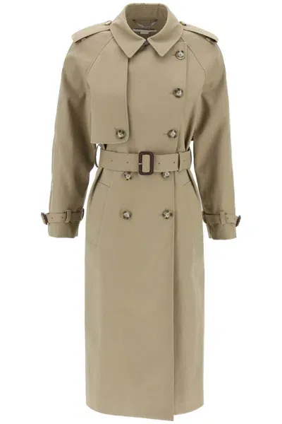 Stella Mccartney Sustainable Cotton Double-breasted Trench In Neutrals