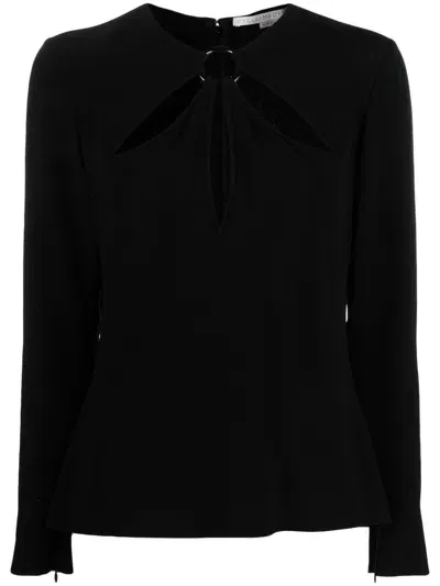 Stella Mccartney Cut-out Long-sleeve Blouse In Black