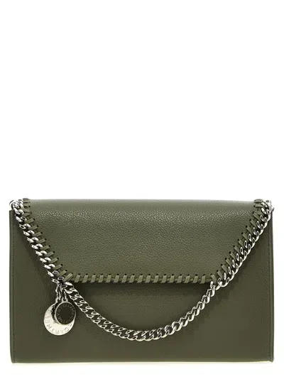 Stella Mccartney Womens Mud Chain-trim Flap Faux-leather Shoulder Bag In Green