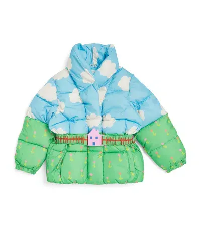 Stella Mccartney Kids' Farm Print Puffer Jacket In Green