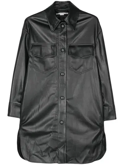 Stella Mccartney Faux-leather Overshirt In Black