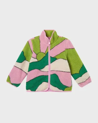 Stella Mccartney Kids' Girl's Desert Landscape Teddy Jacket In Green