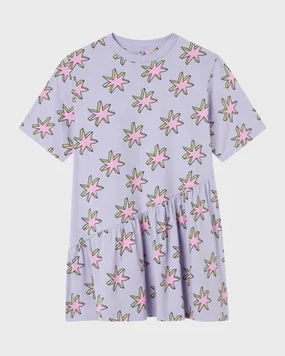 Stella Mccartney Kids' Girl's Star-print Jersey Dress In Purple