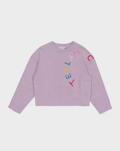 Stella Mccartney Kids' Girl's Sweatshirt W/ Classic Logo-print In Purple