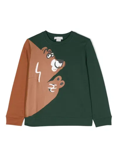 Stella Mccartney Kids' Graphic-print Cotton Sweatshirt In Green