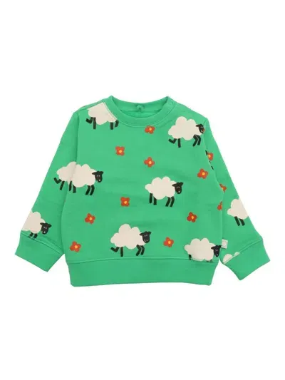 Stella Mccartney Kids' Graphic-print Cotton Sweatshirt In Green