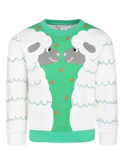 Stella Mccartney Kids' Graphic-print Organic-cotton Sweatshirt In Green