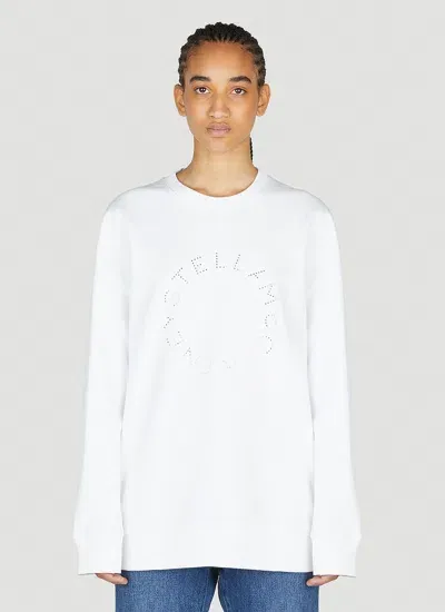 Stella Mccartney Hotfix Rhinestone Logo Sweatshirt In White