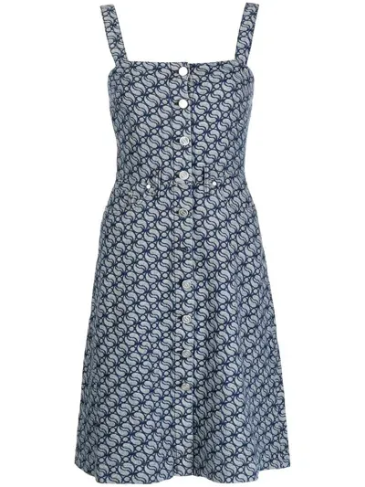 Stella Mccartney S Wave All Over Denim Jacquard Linda Dress In Blue