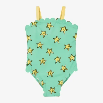 Stella Mccartney Kids' Badeanzug Aus Recyceltem Lycra In Green