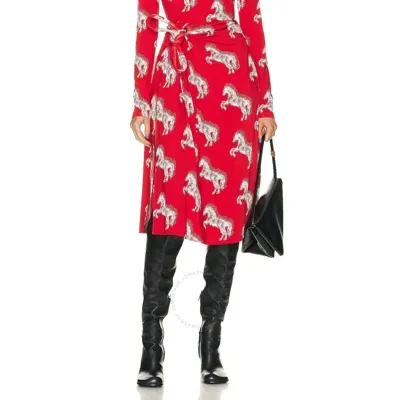 Stella Mccartney Pixel Horses Bow Detailed Skirt In Red