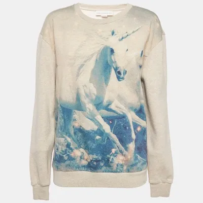 Pre-owned Stella Mccartney Light Pink Unicorn Printed Cotton And Wool Sweatshirt L