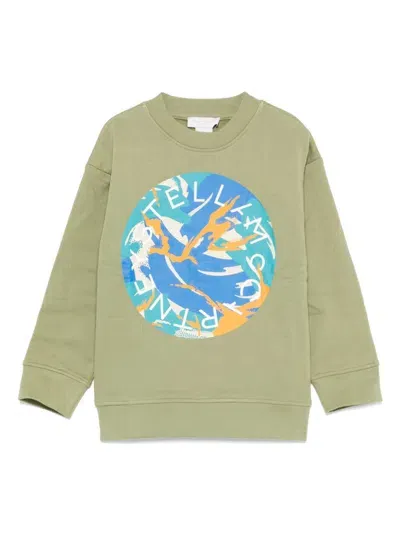 Stella Mccartney Kids' Logo-print Sweatshirt In Green