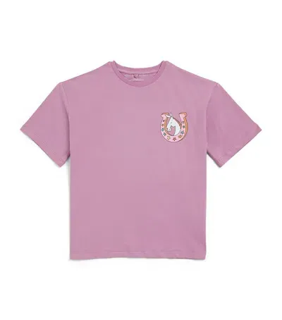 Stella Mccartney Kids' Lucky Horse Shoe T-shirt In Purple