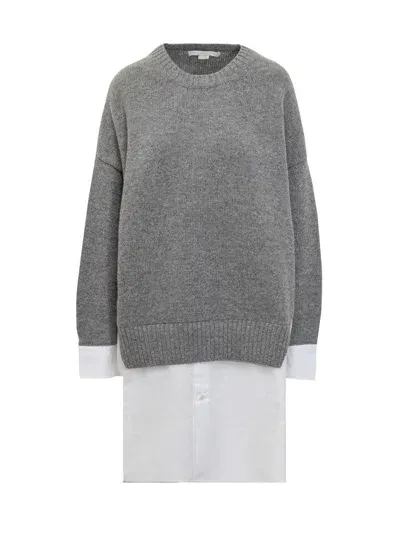 Stella Mccartney Merino And Poplin Sweater In Grey