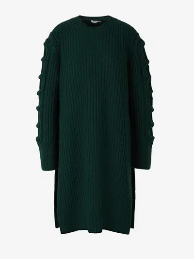 Stella Mccartney Long Sleeved Knitted Dress In Green