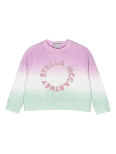 Stella Mccartney Kids' Purple Logo-applique Gradient Sweatshirt In Green