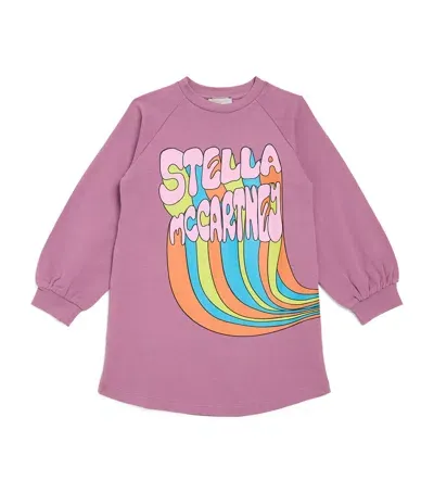 Stella Mccartney Kids' Organic Cotton Graphic Sweatshirt Dress In Purple