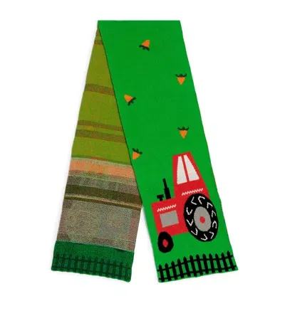 Stella Mccartney Kids' Organic Cotton-wool Tractor Scarf In Green