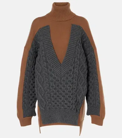 Stella Mccartney Paneled Wool Turtleneck Sweater In Multi