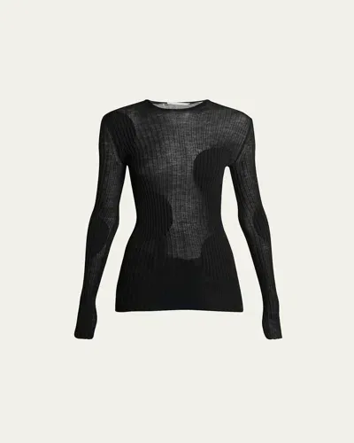 Stella Mccartney Sheer Polka Dots Knit Top In Black