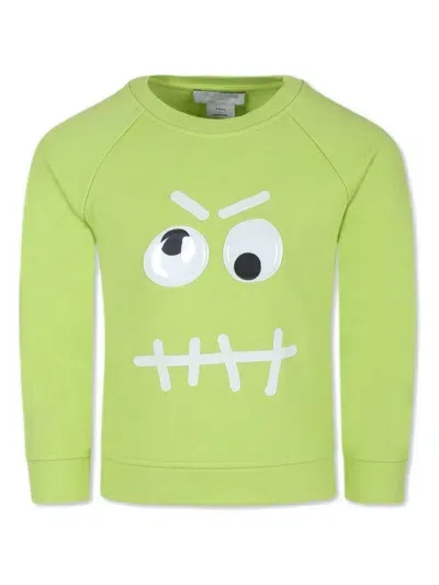 Stella Mccartney Kids' Printed Fleece Lining Sweatshirt In Green