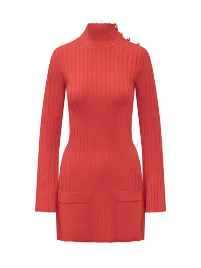 Stella Mccartney Rib Knit Dress In Red