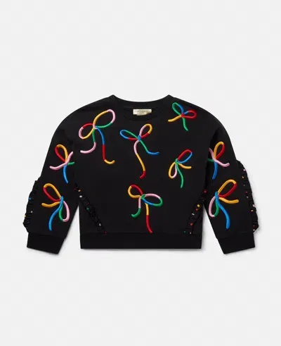 Stella Mccartney Ribbon Print Frilled Sweatshirt In Multicolor