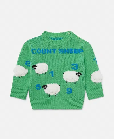 Stella Mccartney Sheep Embroidered Sweater In Green