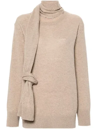 Stella Mccartney Sash-detail Cashmere-blend Jumper In Beige