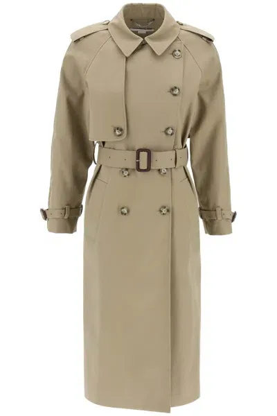 Stella Mccartney Trench Doppiopetto In Cotone Sostenibile In Green