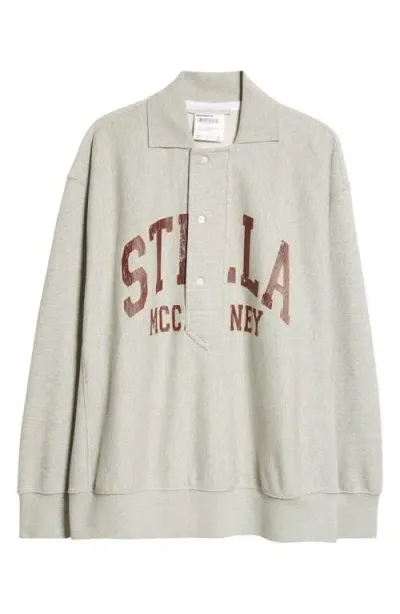 Stella Mccartney Varsity Logo Oversize Cotton Graphic Sweatshirt In Grey