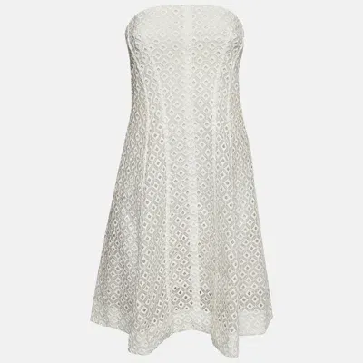 Pre-owned Stella Mccartney White Broderie Cotton Tube Mini Dress M